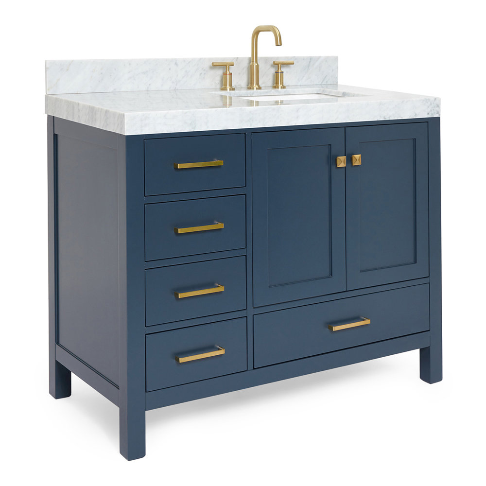 Cambridge Single Bathroom Vanity with Carrara Marble Top Ariel Bath Base 