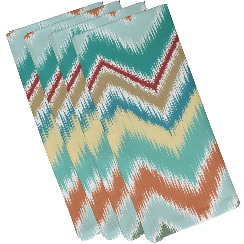 Ensemble de serviettes 4 pièces Ikat-Arina, L 18 po x L 18 po, Jade