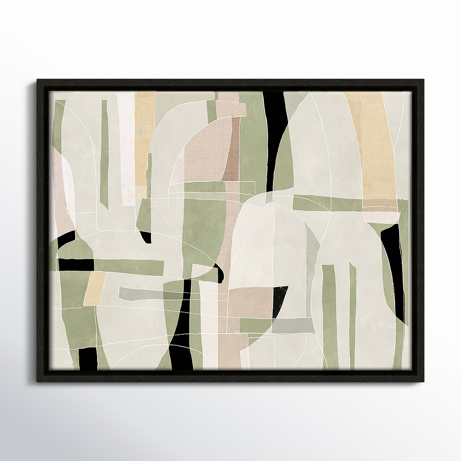 Sunny Barcelona - Floater Frame Canvas, 15.5" W x 12.5" H, Espresso