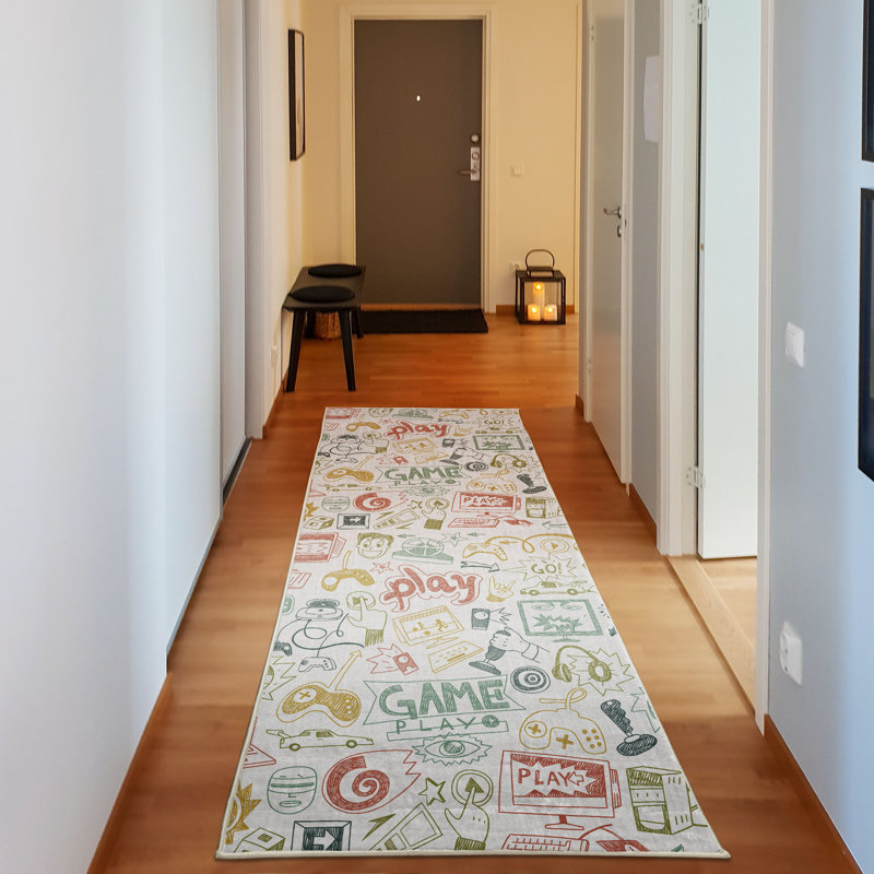 Tapis décoratif à haute densité en fibres de polyester Ganzi, Tapis de couloir 2 pi 5 po x 7 pi 5 po