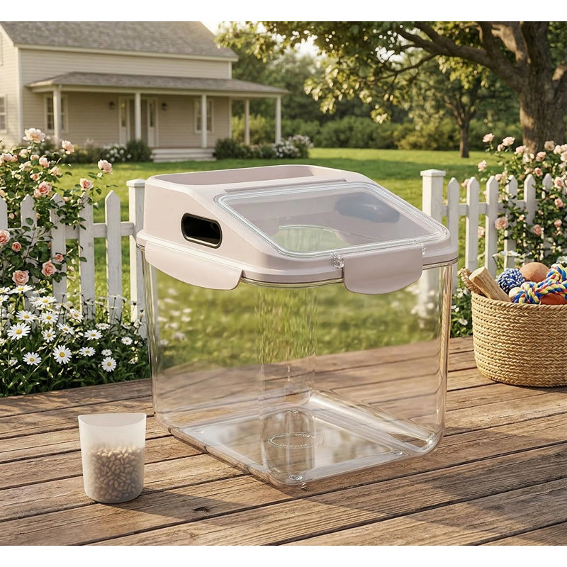 Boîte à gâterie hermétique pour animaux de compagnie, 5,5 lb, plastique translucide résistant à l'humidité, couvercle verrouillable, garde les aliments secs au frais pour les chats et les chiots