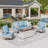 5 Person Outdoor Conversation Set With Swivel Lounge Chairs & Fire Pit Table-1325529694