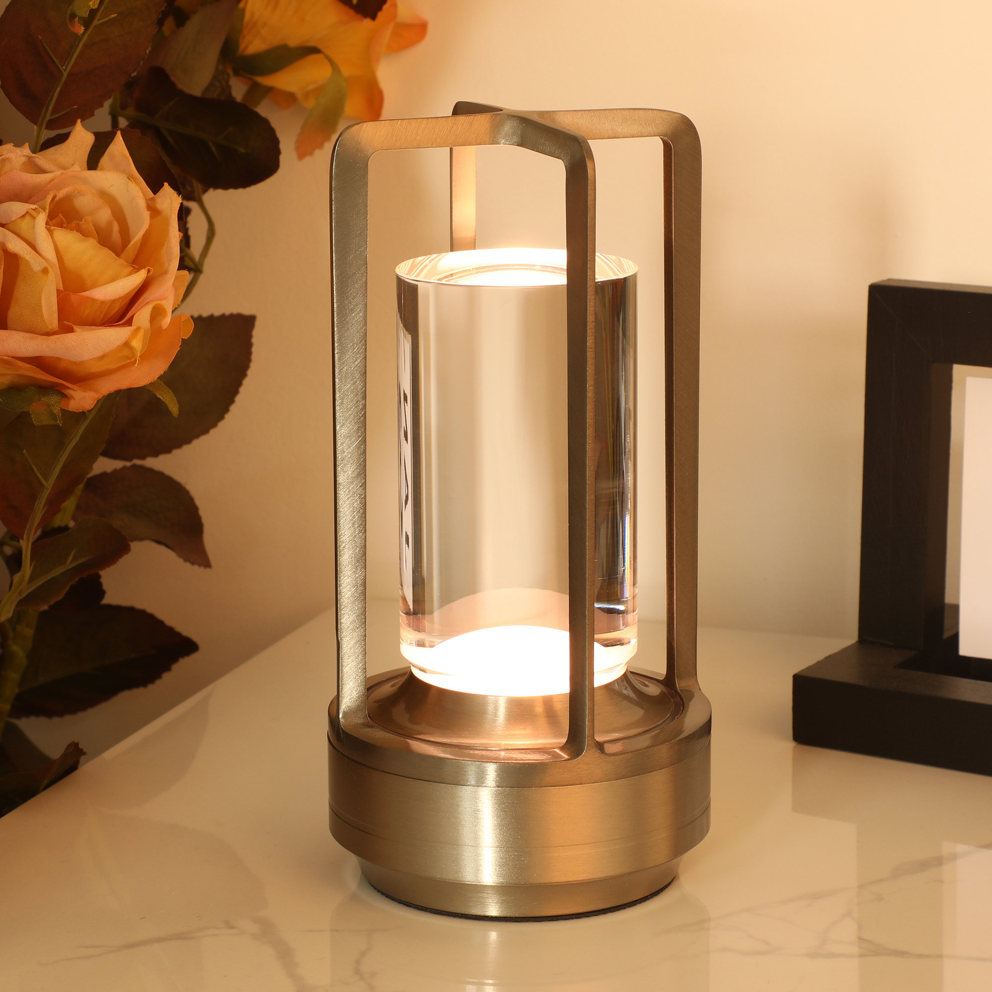 MultiEase 7.08'' Battery Powered Integrated LED Outdoor Table Lamp ...