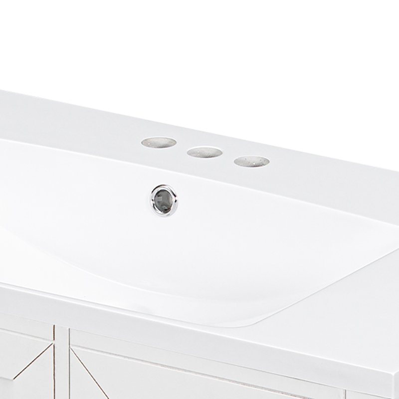 Meuble-lavabo moderne en bois avec une armoire et trois tiroirs de rangement, Blanc