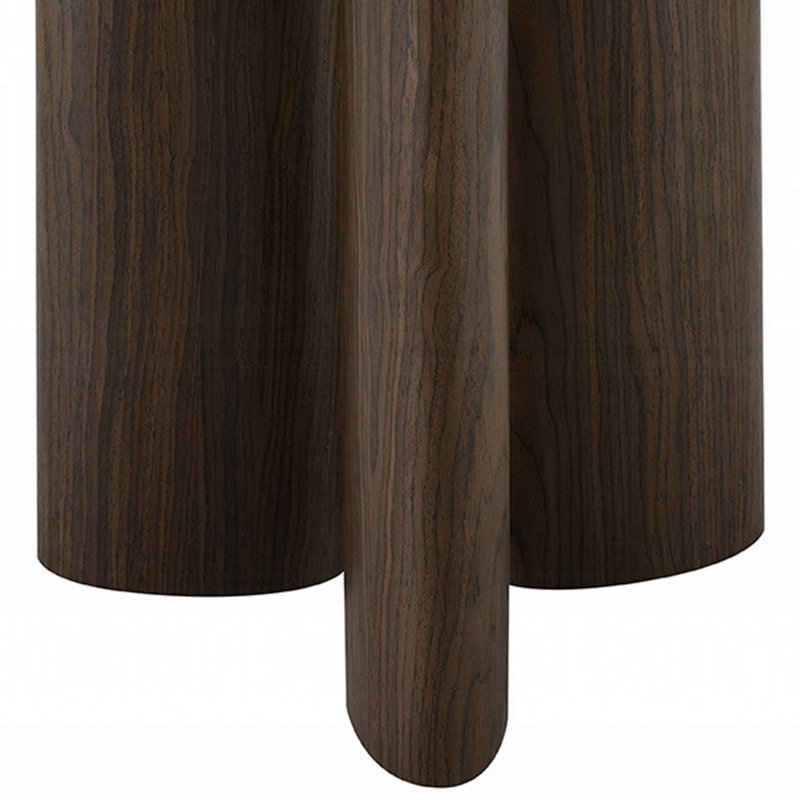 Table de bout Sima, plateau en marbre blanc de 22 po à 3 pieds, bois brun