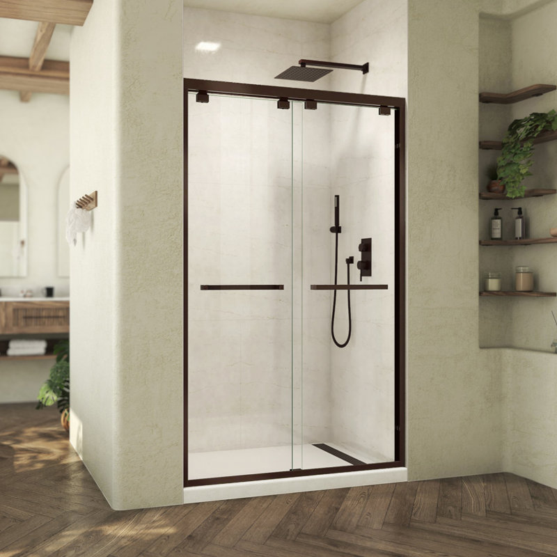 DreamLine Abbey 44 - 48 in. W x 76 in. H Semi-Frameless Bypass Shower Door in Oil Rubbed Bronze, Oil Rubbed Bronze