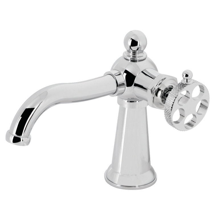 Kingston Brass Webb Single-Handle 1-Hole Deck Mount Bathroom Faucet with Knurled Handle and Push Pop-Up Drain