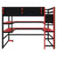 Lit mezzanine avec bureau, support de rangement latéral, tablettes multiples-929341874
