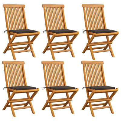 VidaXL Patio Chairs Outdoor Bistro Folding Chair with Cushions Solid Wood Teak