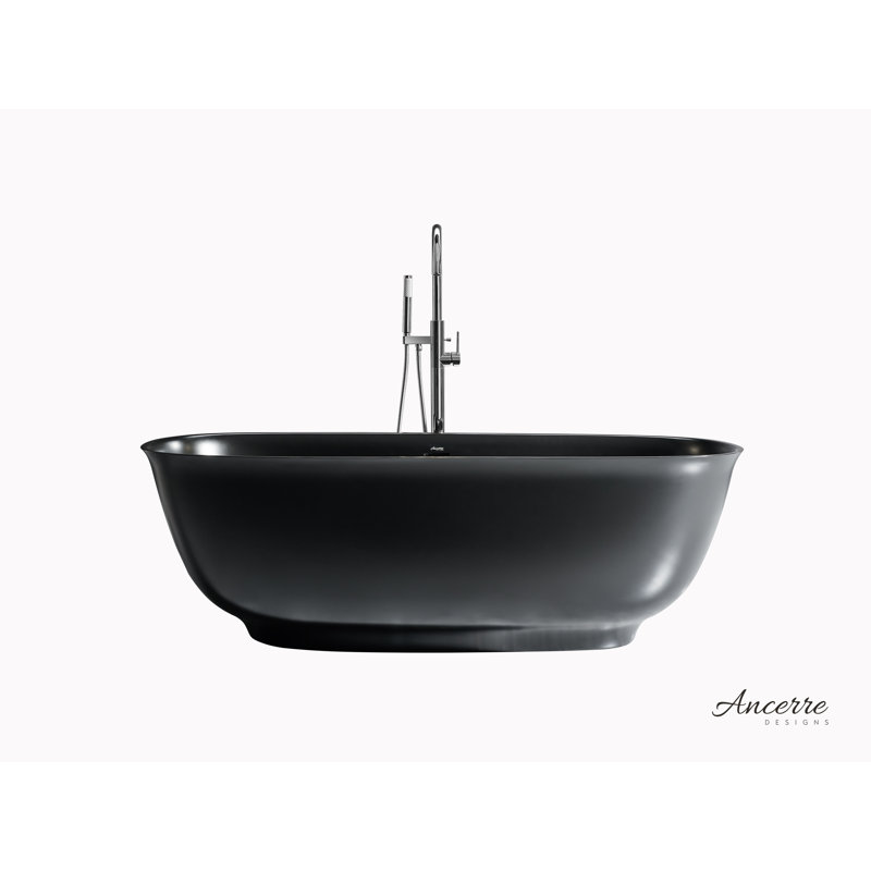 Baignoire de trempage autoportante 67 po. X 29,5 po. Fiore, Noir mat
