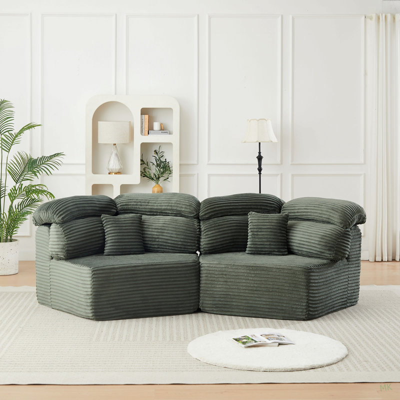 Méridienne moderne de 53 pouces de couleur crème, canapé modulaire avec coussin décoratif
