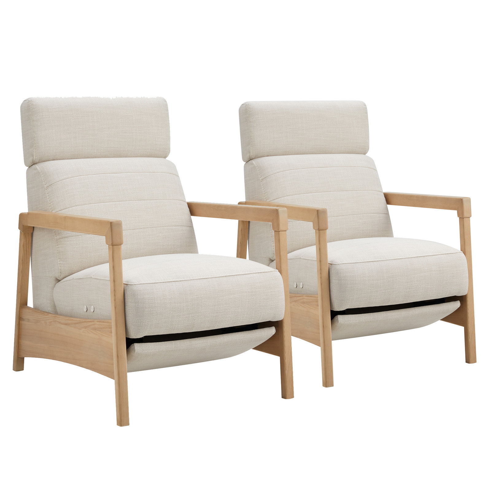 Amada Upholstered Power Recliner (Set of 2), Effie Linen Performance Basketweave