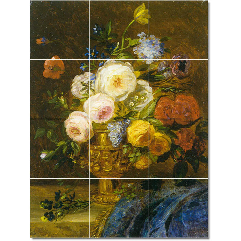 Carreau de céramique décorative 18 po x 24 po 6 po x 6 po, Adriana, fleur de Haanen, W22478