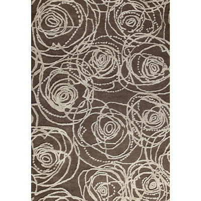 Tapis brun / gris en laine touffeté à la main Midge