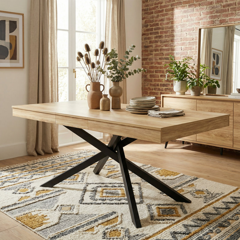Extendable Metal Base Dining Table