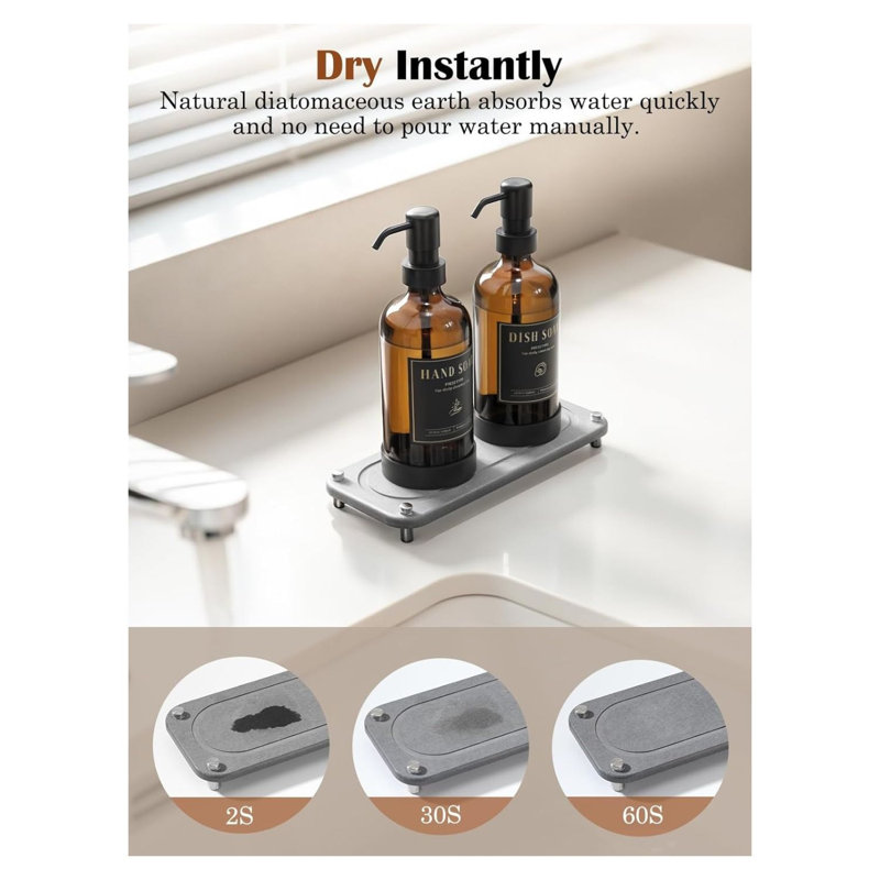 Glass Soap Dispenser Set With Tray
