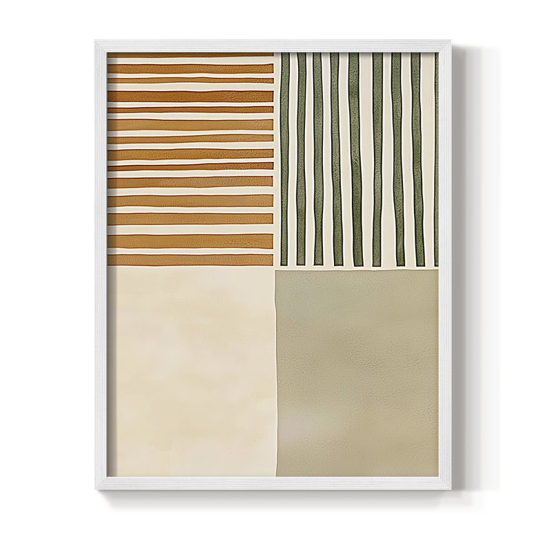 Impression abstraite encadrée «Cxxi» - prête à être accrochée - fabriquée aux États-Unis, H 10 po x P 8 po, Blanc