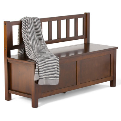 Artisan 47"W Solid Wood Transitional Storage Bench with Lift-Up Lid and Decorative Side Panels