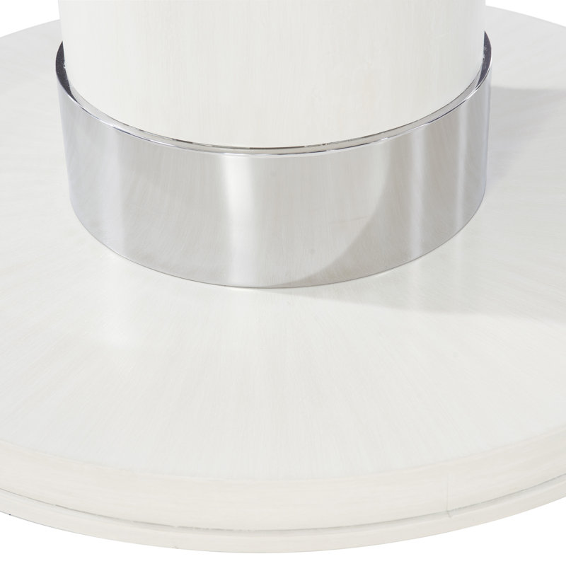 Eggshell White & Chrome 54" Round Extendable Dining Table