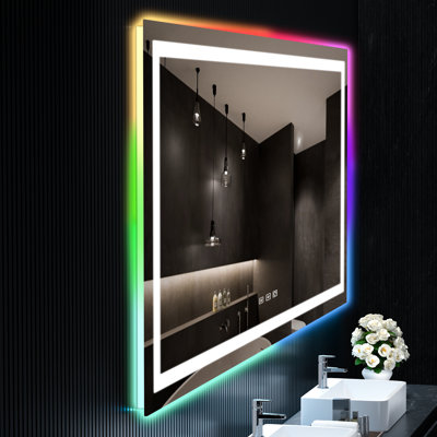 Gaulrapp Anti-Fog RGB Backlit & LED Frontlit Bathroom / Vanity Mirror with Tempered Glass & ETL