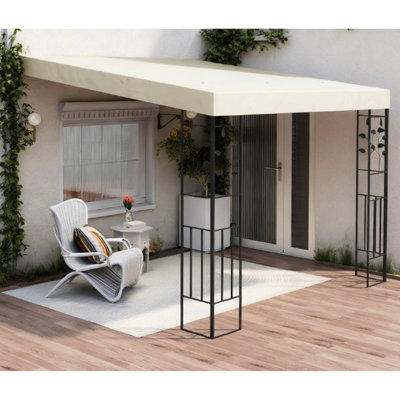 Pergola métallique pour terrasse, jardin et cour, résistante aux intempéries - Tissu de 180 g/m² avec protection UPF 30+, structure robuste en acier thermolaqué, montage facile, idéale pour les réunions de famille, les terrasses et la construction.