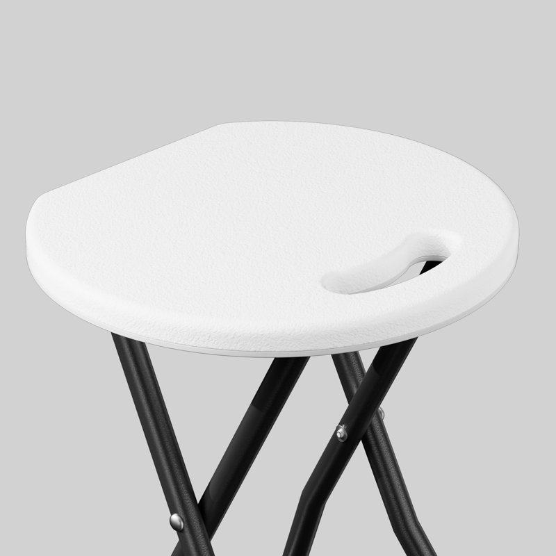 Portable Folding Chair With Handle, Heavy Duty Round Fold Stool Chair For Adults With Safety Lock, 18.11 inch Foldable Bar Stool For Indoor And Outdoor Use