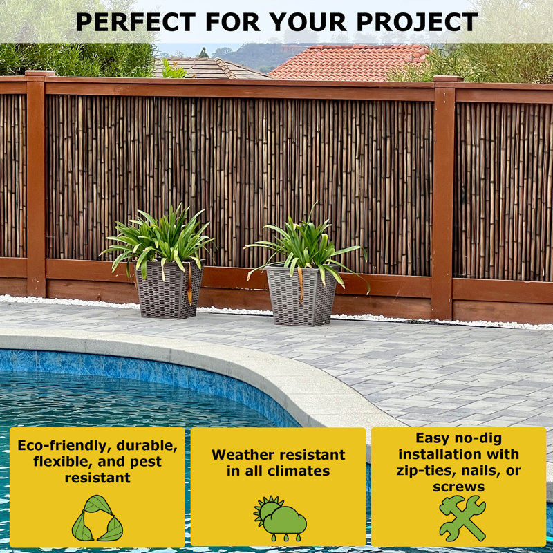 Natural Brown Bamboo Privacy Fence Panel, 72" H x 96" L