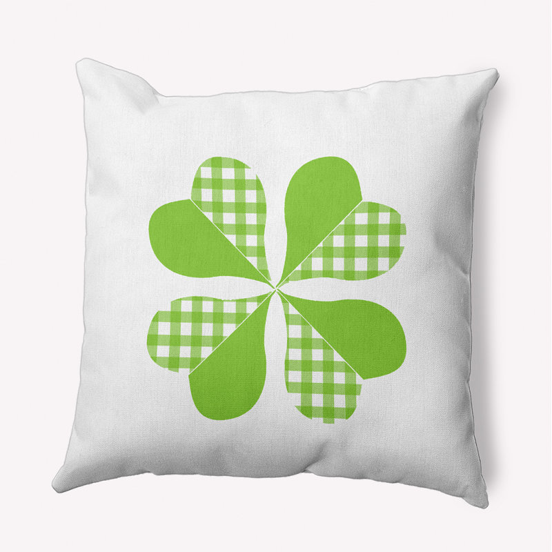 Coussin intérieur / extérieur à carreaux Clover, H 20 po x l 20 po, Carrée, Vert clair