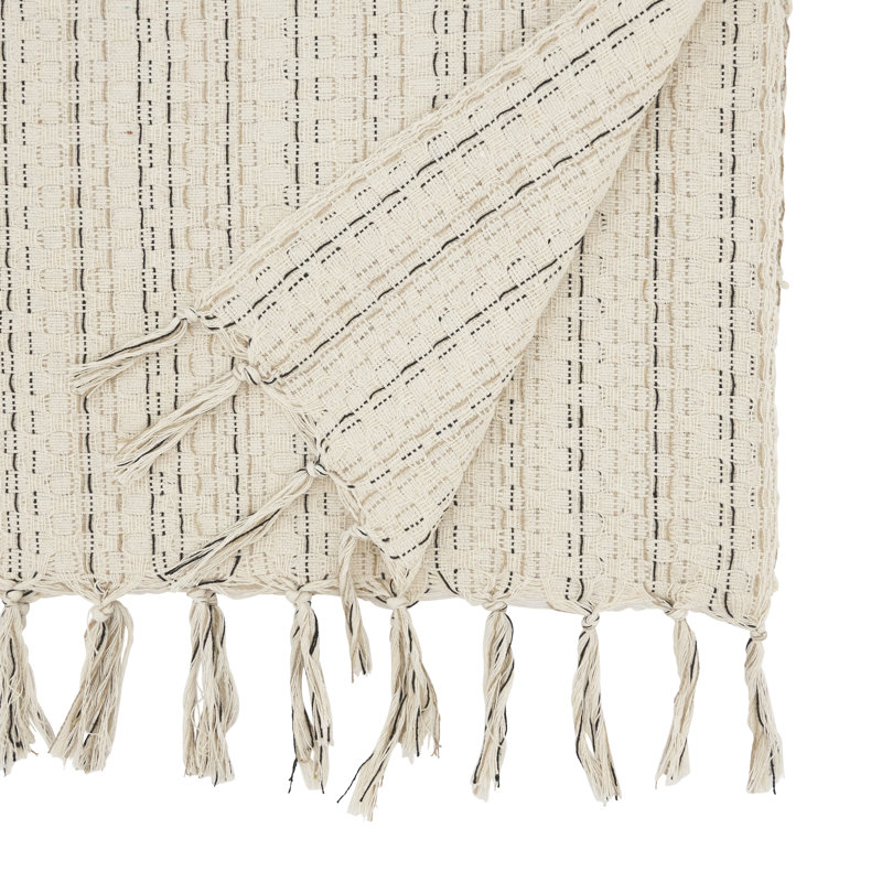 Tassel Trimmed Stripe Table Runner