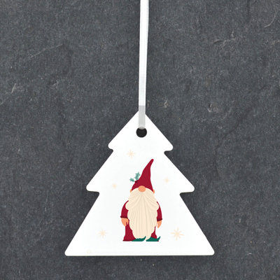 Carley Festive Gonk Tree Shaped Ceramic Ornament