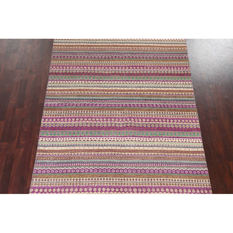 Tapis rayé en laine Gabbeh Kashkoli noué à la main 5 pi 9 po x 8 pi 2 po