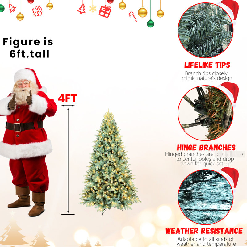 Arbre de Noël de 9 pi avec teinte bleue, 3268 pointes, 800 lumières à DEL, installation rapide et look complet avec branches articulées blanches chaudes pour l'assemblage