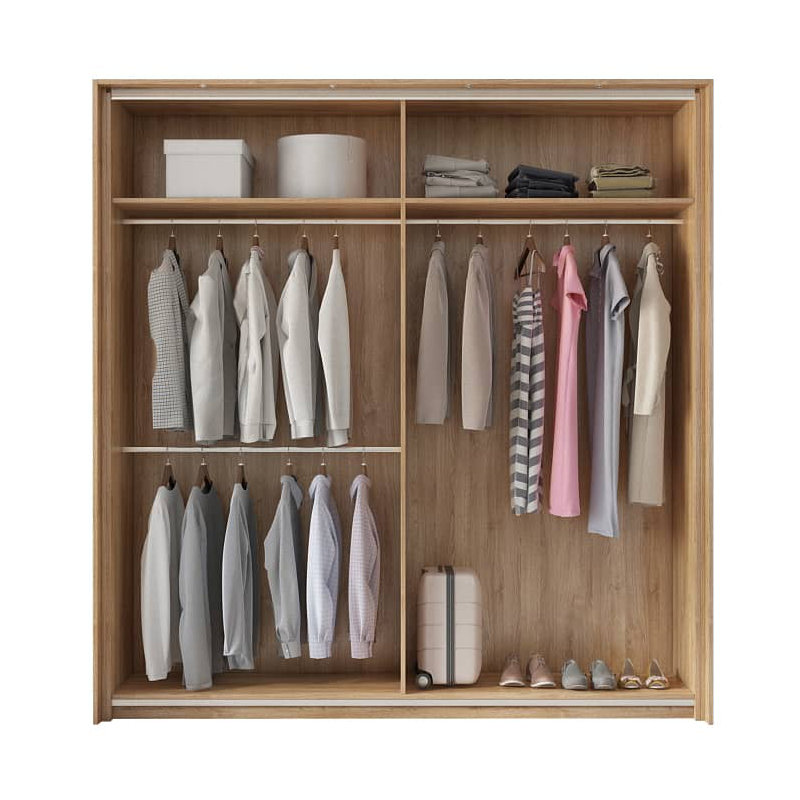 Detjon 2 Door Manufactured Wood Wardrobe, Oak Camargue