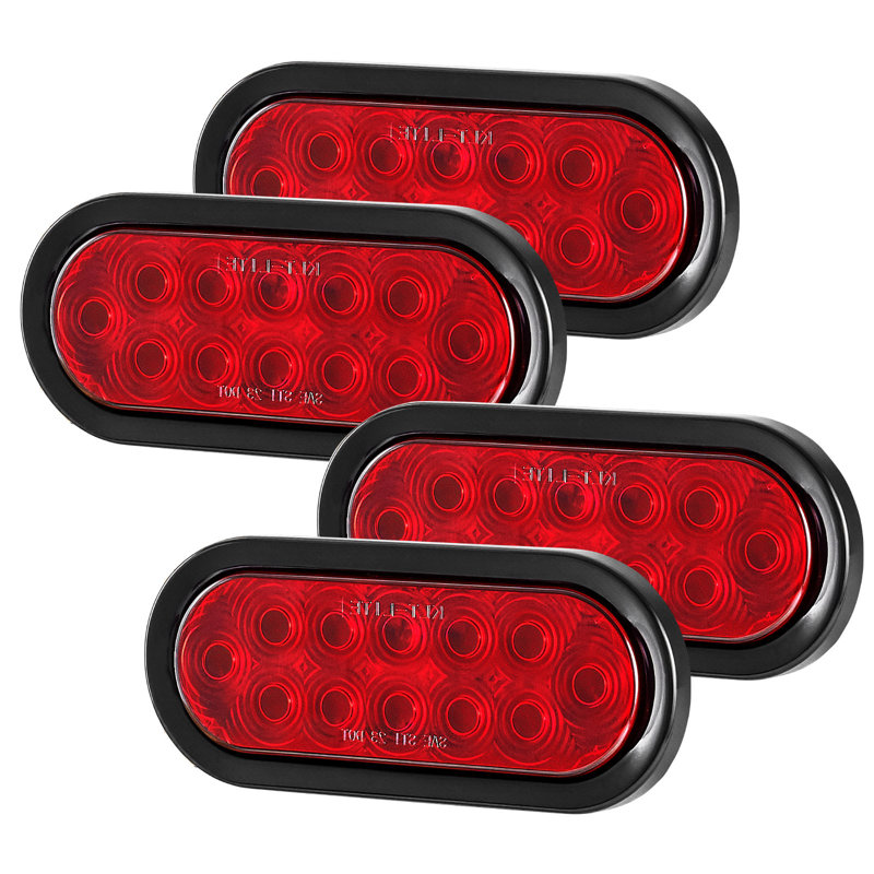 Trailer Lights, 4PCS 12V Oval LED Trailer Tail Lights Kit With Stop Brake Turn Tail Lamp, Waterproof Tow Lighting Kit For Boat Truck Camper RV Snowmobile Bus Caravan, 2 Mounting Options, Red