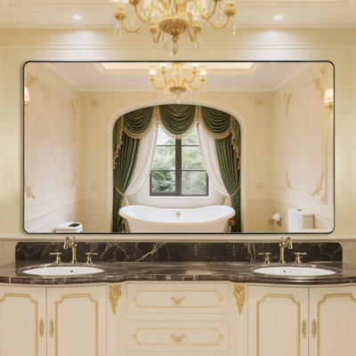 Miroir de salle de bain noir résistant aux rebords 32 po x 48 po Summerain