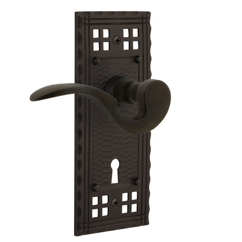 Craftsman Plate Passage (Hall & Closet) with Decorative Keyhole and Manor Lever, Oil-Rubbed Bronze, 2.375"
