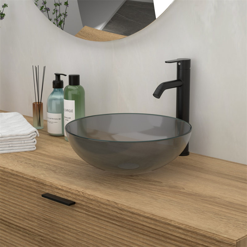 Lavabo de salle de bain vasque en verre trempé avec bonde escamotable