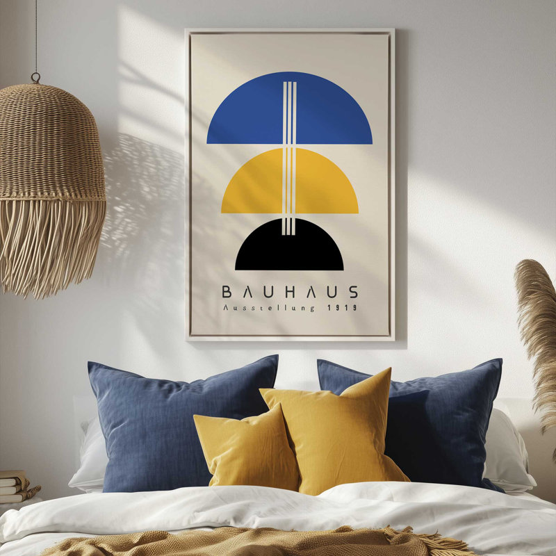 Balancing Bauhaus Canvas Print in a Frame, 36.75" H x 24.75" W, Opaque White