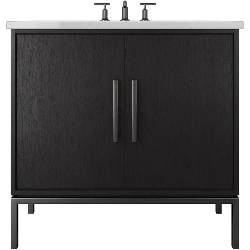 Rift White Oak Single Bath Vanity, 36", Classic Black, Matte Black