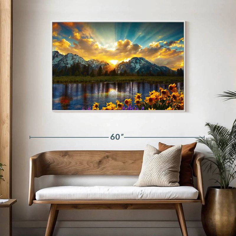 Grand Teton, 46 po x 31 po, Cadre flottant blanc