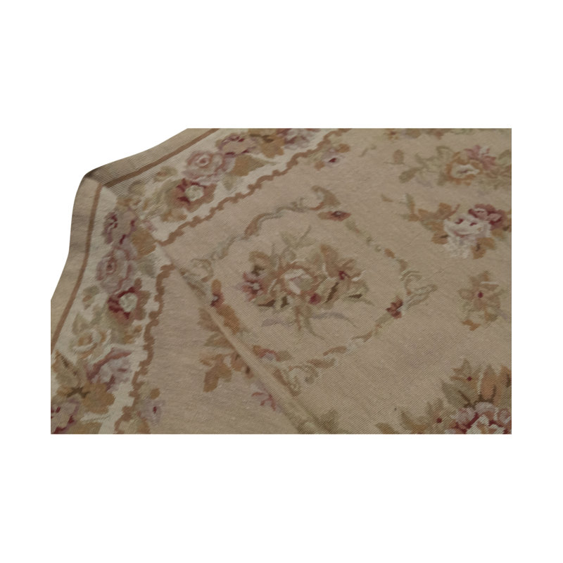 Tapis beige, brun clair et rouge noué à la main de haute qualité
