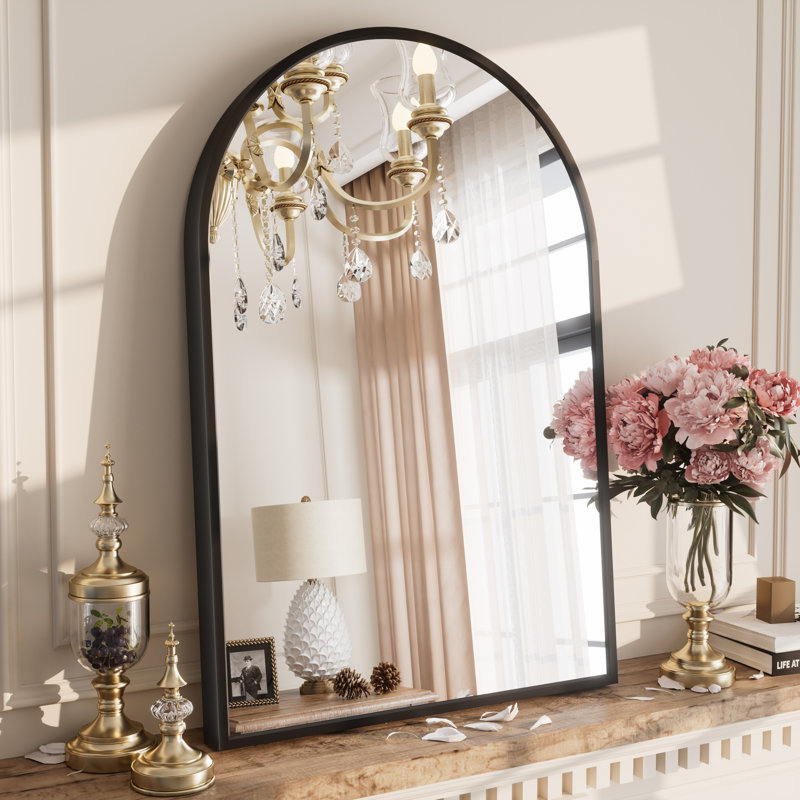 Amara Tempered Glass and Aluminum Alloy Framed French Cleat Mounted Wall Mirror with 5-Year Warranty, 24" x 16", Matte Black
