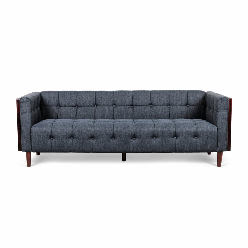 Davidjoe 89.75" Square Arm Sofa, Accent Sofa, Charcoal Fabric