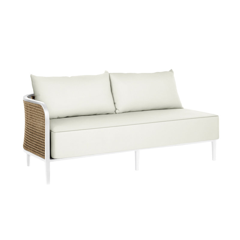 Havana 57" Wide Outdoor Loveseat with Cushions, Chalk/Natural Resin, Welt + Standard fill, Natural White