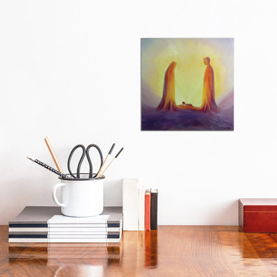 Mary and Joseph Look with Faith on the Child Jesus at His Nativity, 1995 1 Piece Painting on Canvas