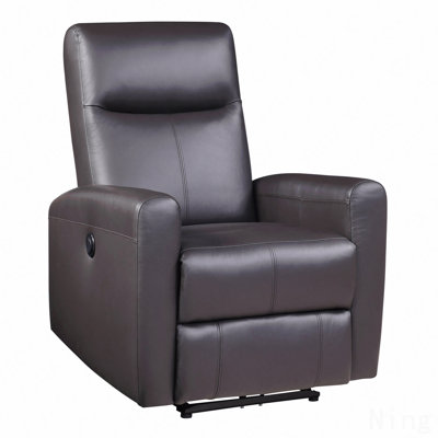 Brown Power Recliner With Square Armrest