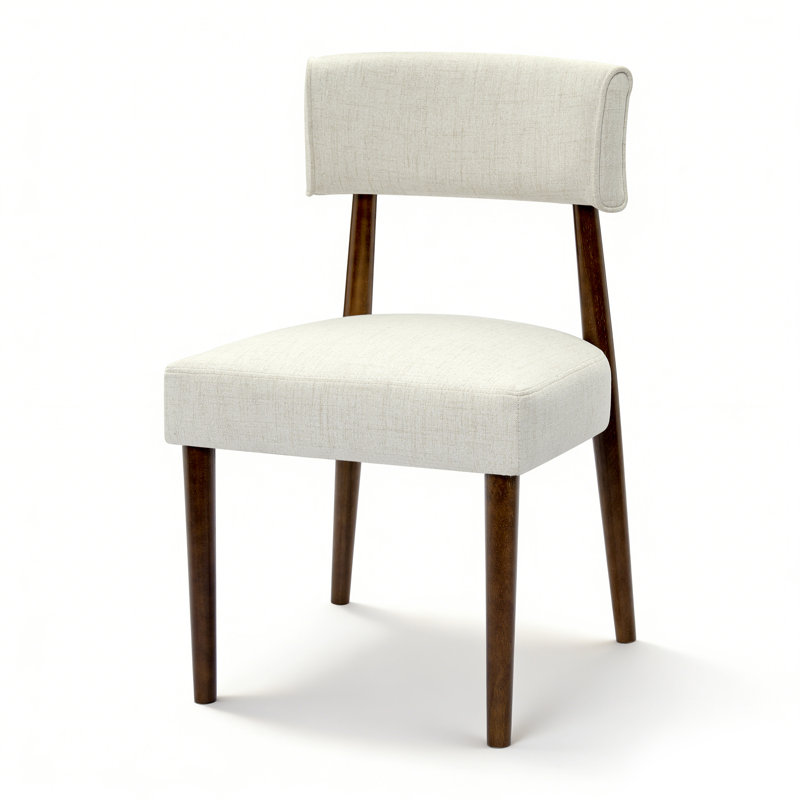 Chaise d'appoint rembourrée en bois massif, 4, Blanc, Bois espresso