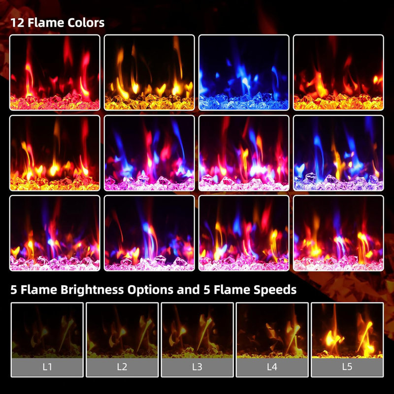 72” Recessed and Wall Mounted Electric Fireplace, Ultra Thin Narrow Beleze Fire Places