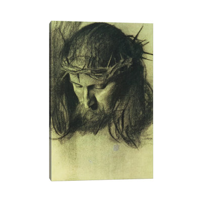 Head Of Christ, C.1890 by Franz Von Stuck - Wrapped Canvas Painting