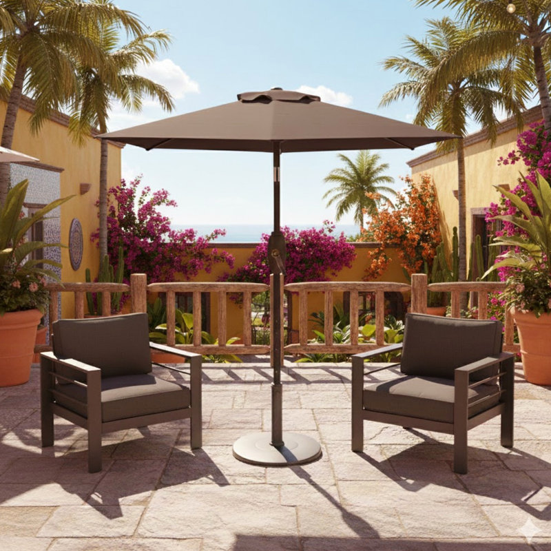 Parasol de marché avec manivelle et inclinaison. Auvent résistant aux rayons UV pour la piscine, la cour et le patio (sans base)